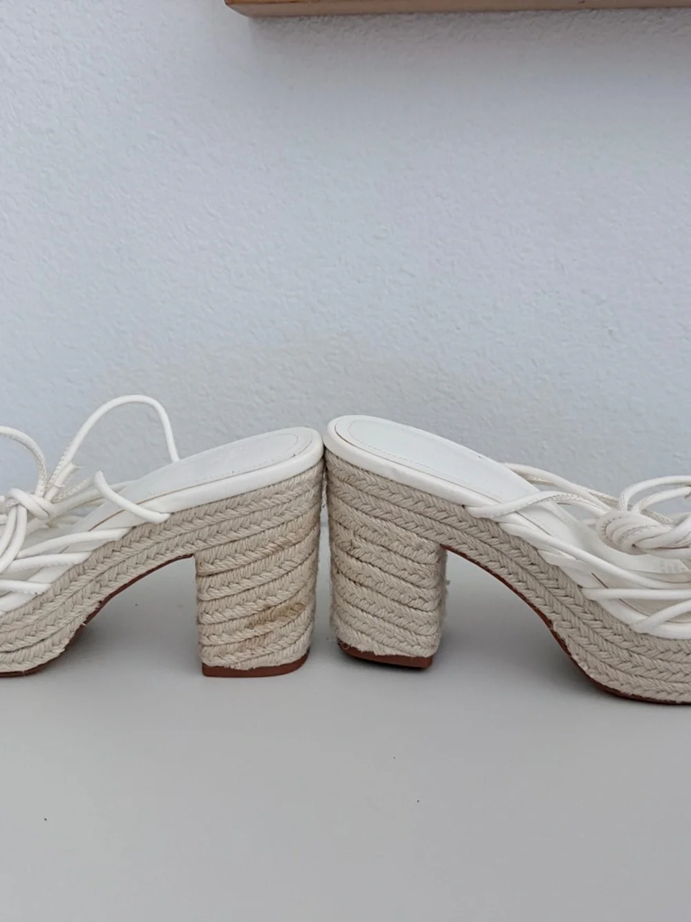 NWOT H&M White Strappy Espadrille Block Heel Sandals